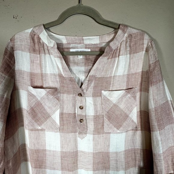 First Monday Anthropologie Plaid Linen Dress Small Lined Long Sleeve Shirt Dress - Picture 5 of 11